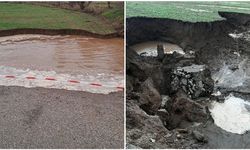 Sandıklı'da Yol Çöktü: 4 Metrelik Çukur Oluştu