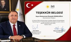 Mısırlıoğlu'na Genel Merkezden Teşekkür Belgesi