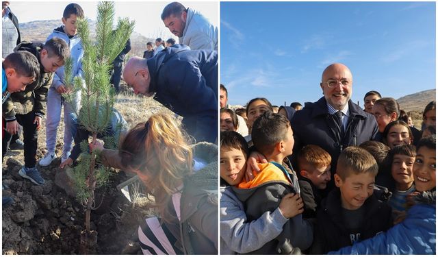 MİNİKLERİN FİDAN DİKİM COŞKUSUNA AK PARTİ TEŞKİLATI ORTAK OLDU