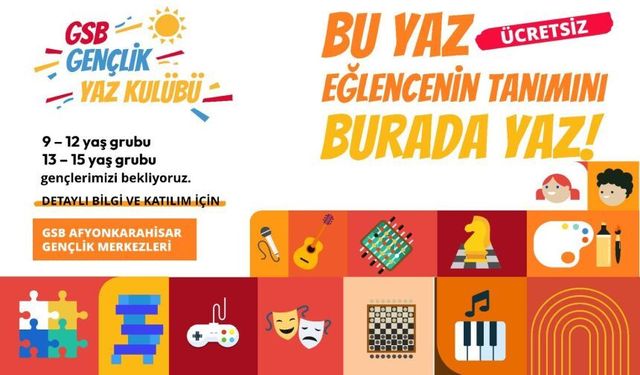 Afyonkarahisar'da Ücretsiz GSB Gençlik Yaz Kulübü Programları Başlıyor