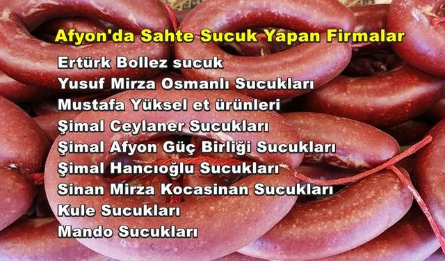 Afyon’da Taklit ve Tağşiş Yapan Sucuk Markaları Açıklandı