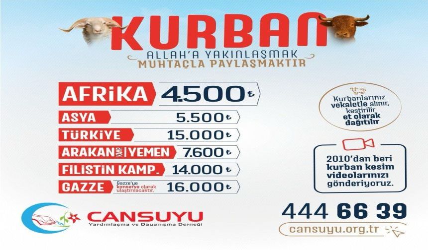 CANSUYU DERNEĞİ 19 ÜLKEDE KURBAN KESECEK