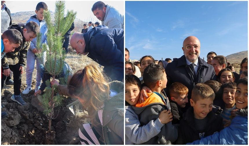 MİNİKLERİN FİDAN DİKİM COŞKUSUNA AK PARTİ TEŞKİLATI ORTAK OLDU