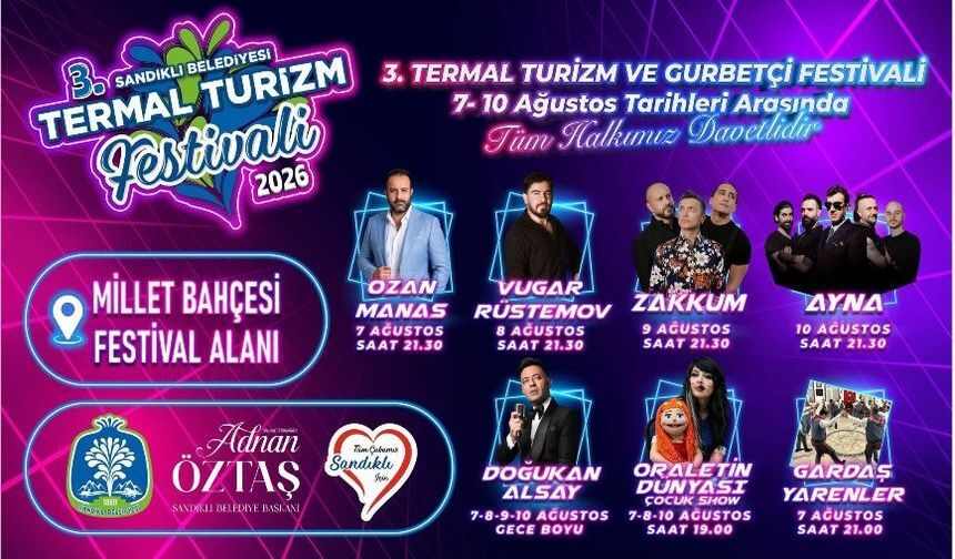 Sandıklı Termal Turizm ve Gurbetçi Festivalimiz Başlıyor